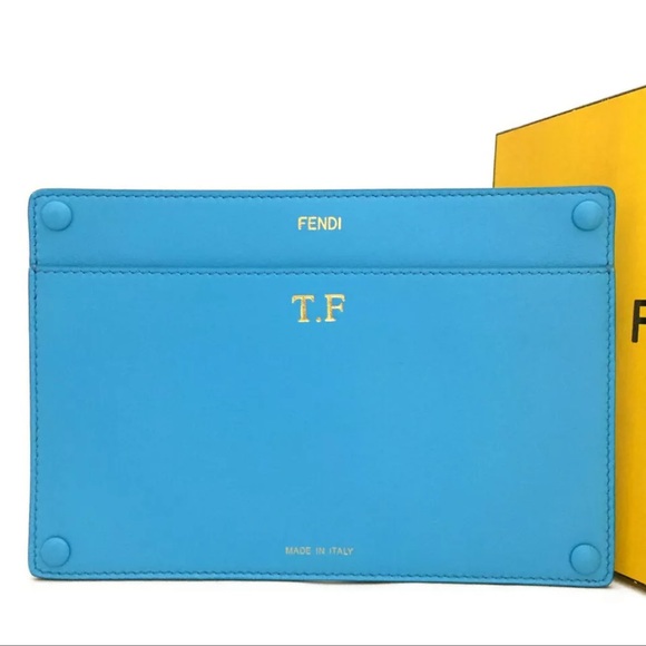 Fendi Handbags - 🌸FENDI Island Blue Leather Pouch/Business Folder/Clutch + Box + Dust Bag
